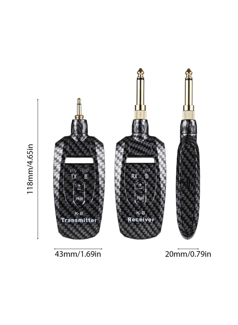 جهاز إرسال واستقبال جيتار قابل لإعادة الشحن بتردد 2.4G، نظام جيتار لاسلكي للجيتار الكهربائي والبيس وآلات النفخ الكهربائية، نقل في الوقت الحقيقي، قابس دوار بزاوية 270 درجة مع 2 مدخل 6.35 مم. - Image 3