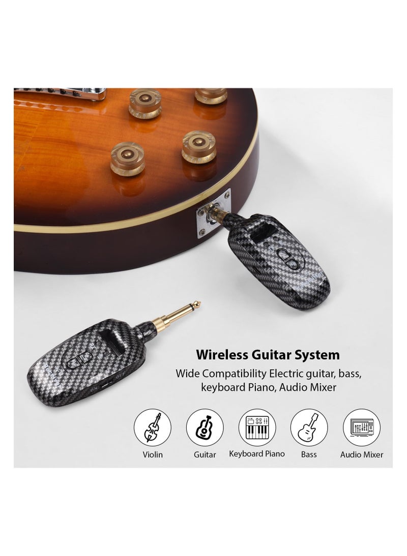 جهاز إرسال واستقبال جيتار قابل لإعادة الشحن بتردد 2.4G، نظام جيتار لاسلكي للجيتار الكهربائي والبيس وآلات النفخ الكهربائية، نقل في الوقت الحقيقي، قابس دوار بزاوية 270 درجة مع 2 مدخل 6.35 مم. - Image 2
