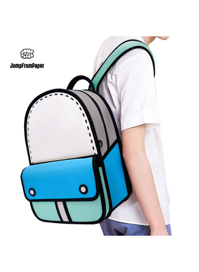 Jumpfrompaper [new Year Gift] Medium-sized 3d Adventure Backpack Comic Book Bag Student Backpack Birthday Gift, Vintage Blue - Image 2