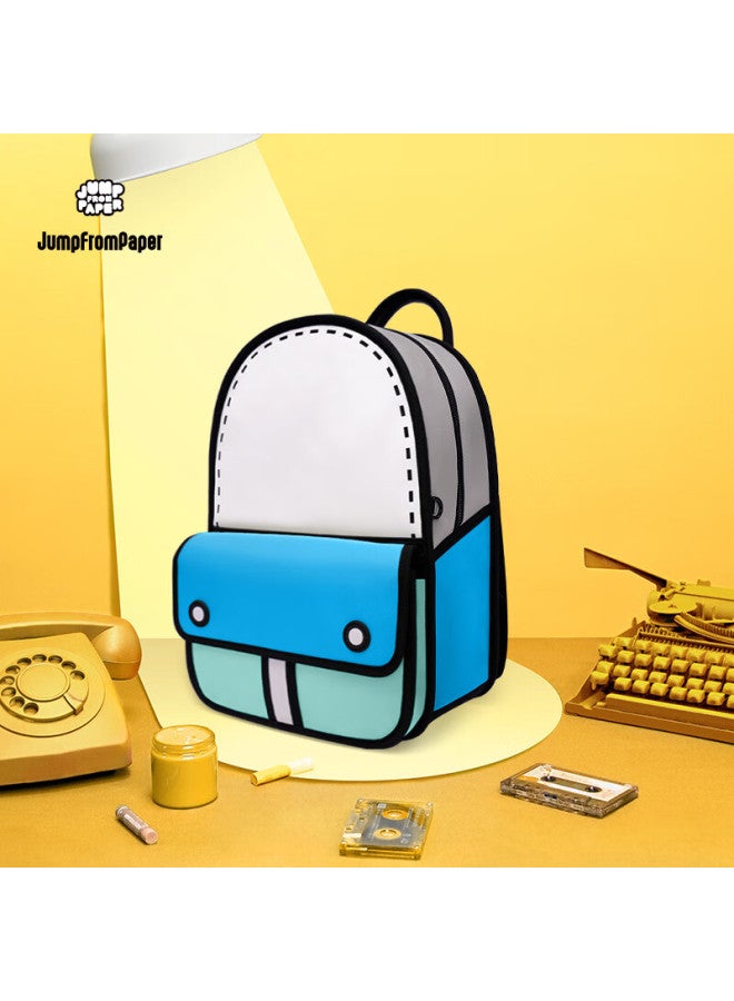 Jumpfrompaper [new Year Gift] Medium-sized 3d Adventure Backpack Comic Book Bag Student Backpack Birthday Gift, Vintage Blue - Image 1