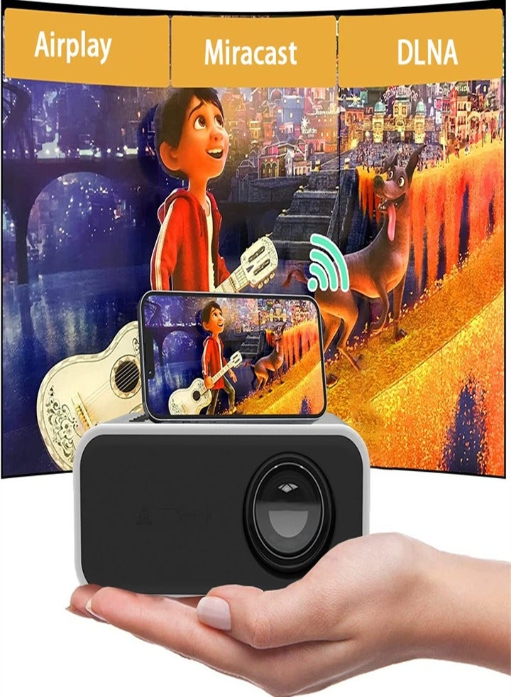 Portable LCD Projector, Home Theater, Mini Projector, Support Wired/Wireless Synchronous Screen, Full HD Support Suitable for Travel, Hotel, Meeting - White