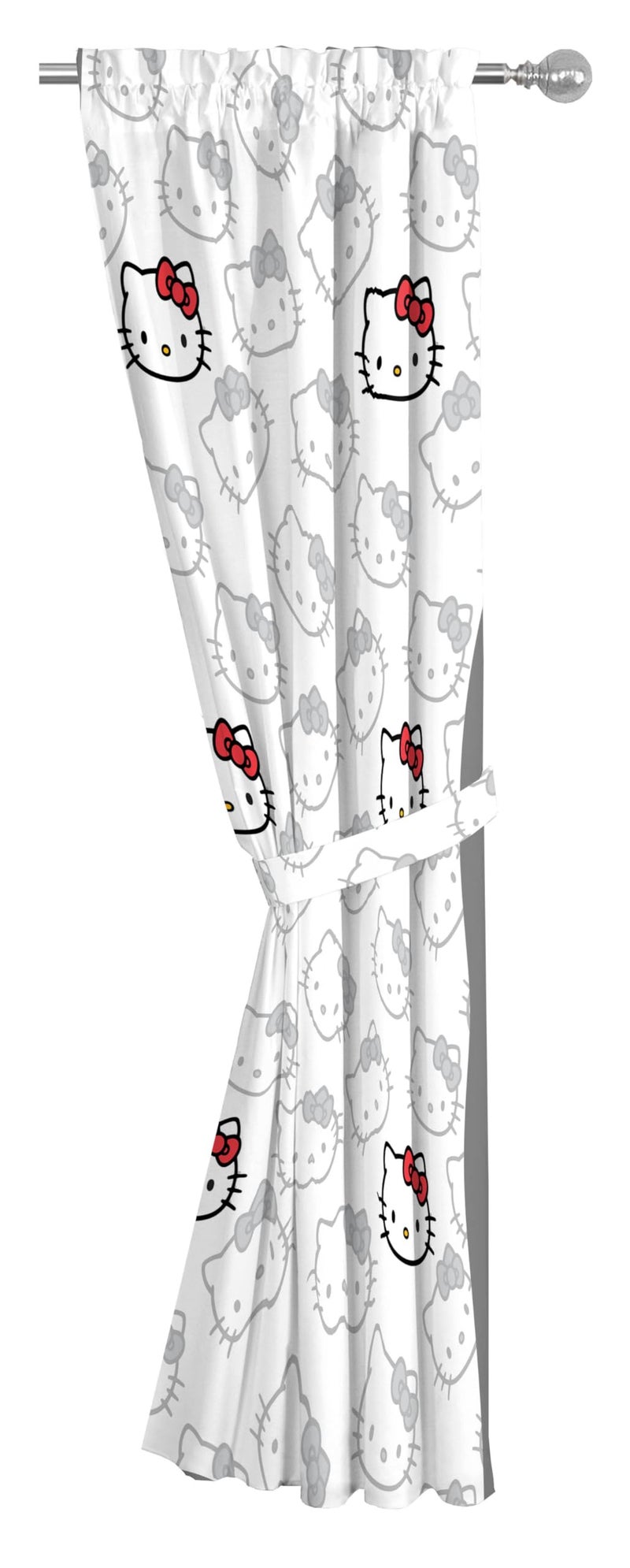 Jay Franco Window Curtains for Bedroom 4-Piece Drape Set with 2 Tiebacks  White - Hello Kitty  42"" W x 63"" L (Pack of 2) - Image 4