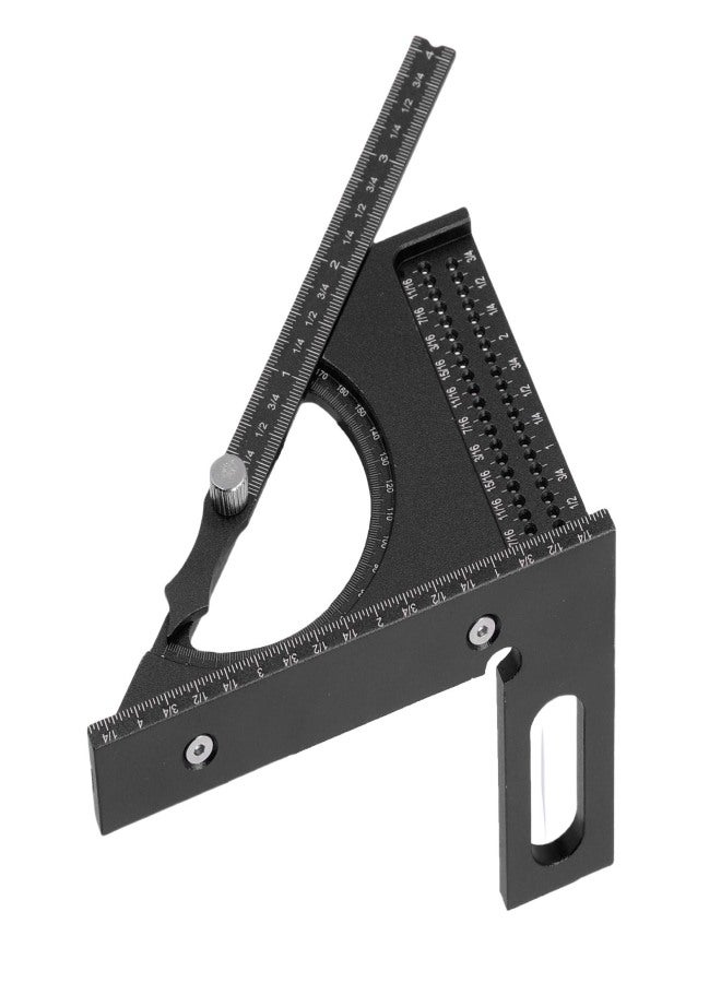 3D Woodworking Angle Ruler Half Round Triangular Ruler Multi Angle Measuring Square Protractor 0-180 Degree Adjustable Black - Image 4