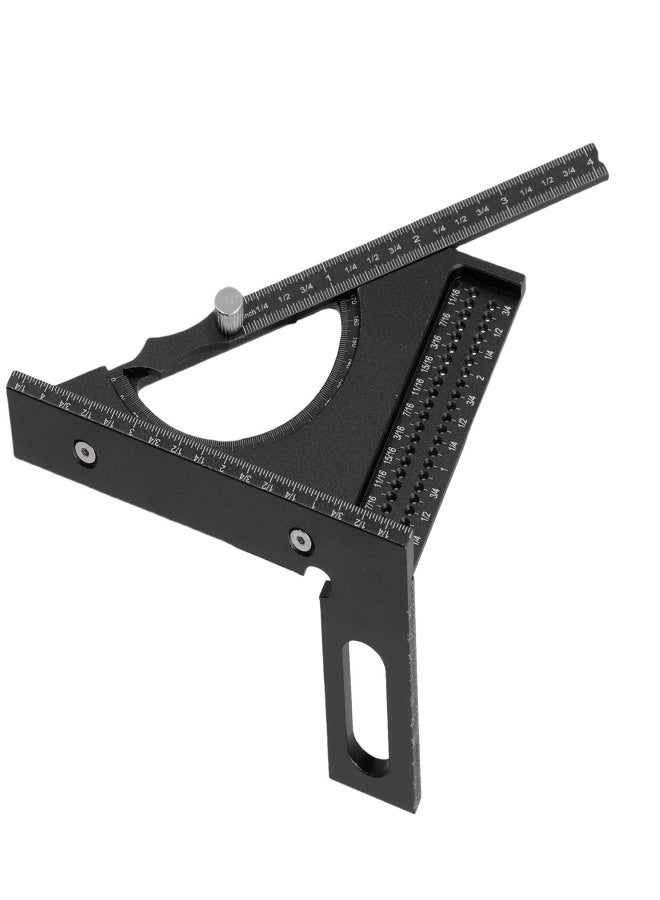 3D Woodworking Angle Ruler Half Round Triangular Ruler Multi Angle Measuring Square Protractor 0-180 Degree Adjustable Black - Image 5