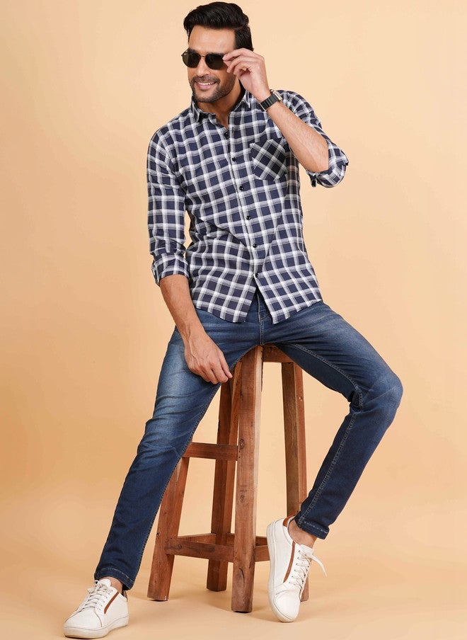 BADLAND Men Classic Tartan Checks Casual Shirt - Image 5