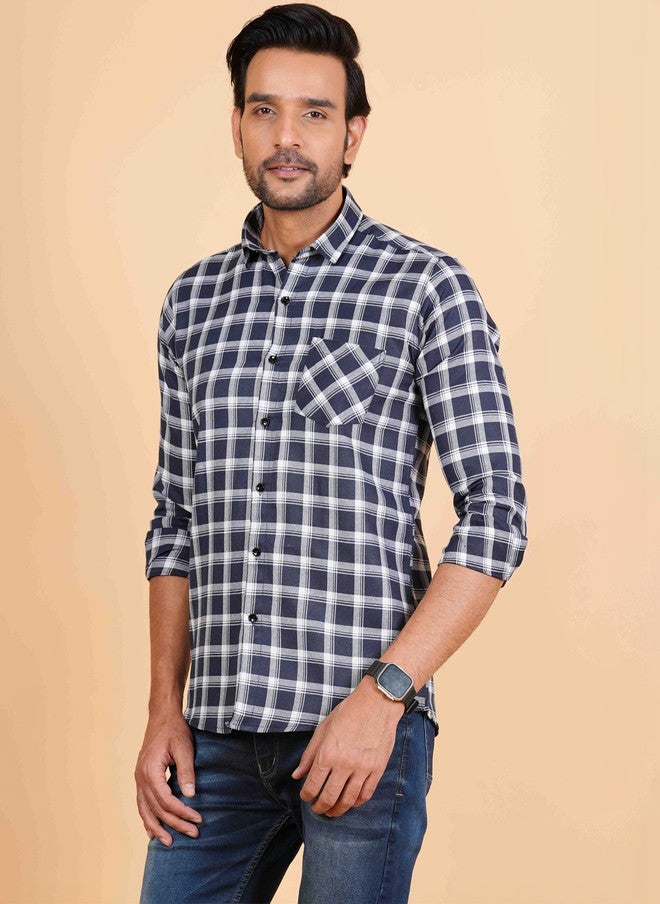 BADLAND Men Classic Tartan Checks Casual Shirt - Image 3