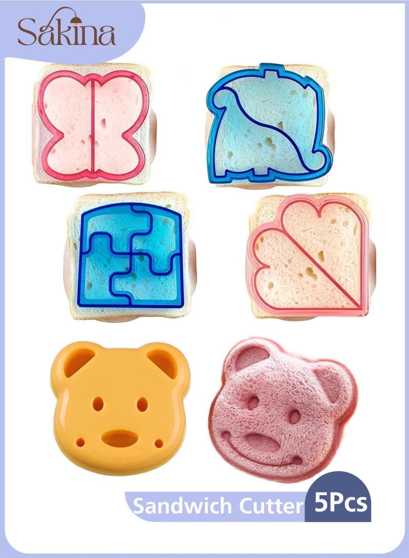 Sakina 5 Pack Sandwich Cutter,Cookie Cutter Set,BPA-Free Food Grade Plastic, Creative Shape Cutters for Kids Lunch BoxcParties,Picnics, DIY Snacks and Toast - Image 1