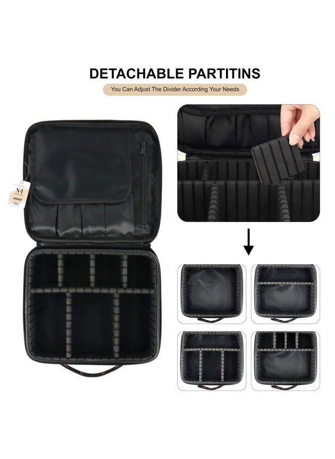NFI essentials NFI essentials Professional Cosmetic Make Up Kit Storage Organizer Nylon Makeup Box Vanity Bag with Adjustable Compartment Travel Toiletry Bag (Brown)  - Image 3