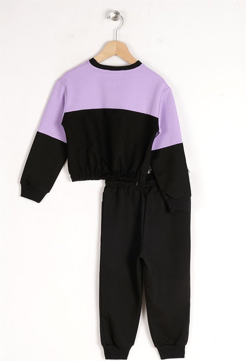 Zepkids Girl's Lilac Colored Girls Printed Tracksuit Set  - Image 2