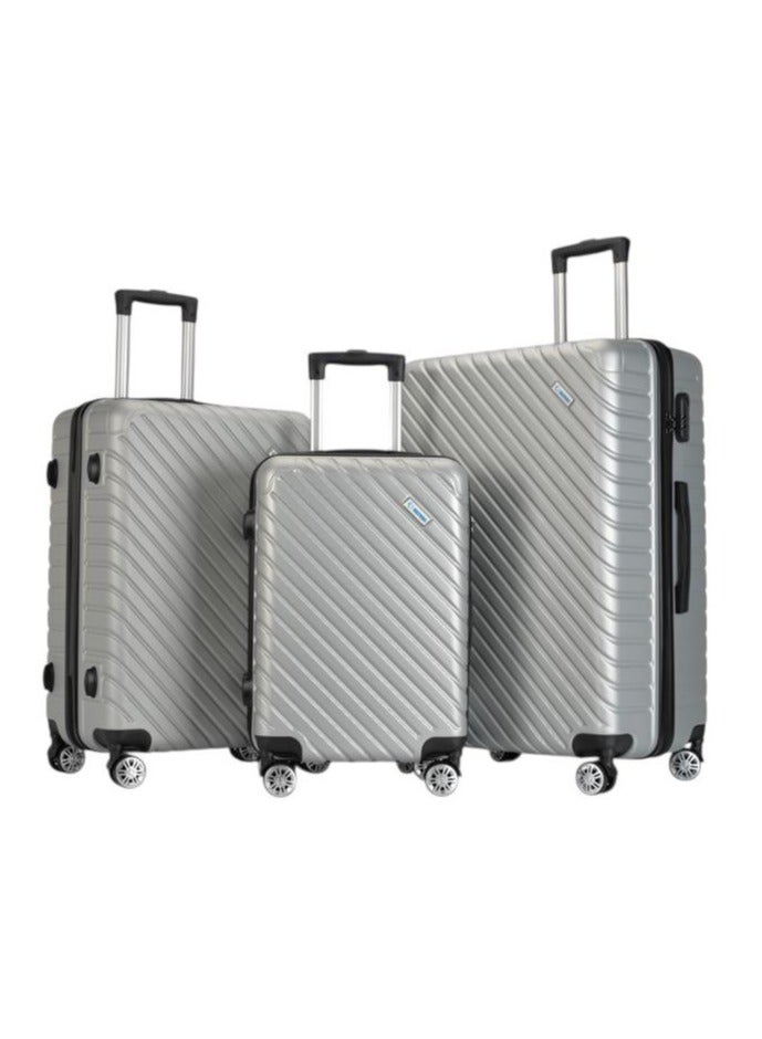 3-Piece Luggage Set, Sizes 20-24-28, Hard Shell ABS + PC Expandable Design, Spinner Wheels, TSA Lock (SILVER) - Image 1