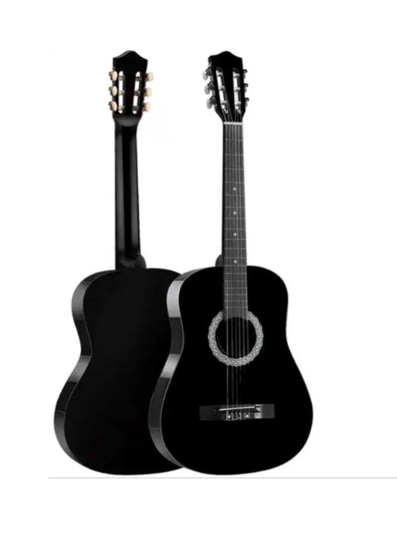39” Classical Guitar with Nylon Strings Guitar with Truss Rod for Beginner (Black)