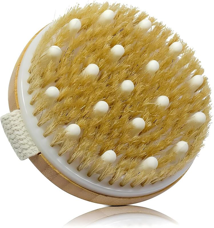 Stadash Wooden Body Brush for Dry Brushing and Exfoliation - Massaging Nodes for Cellulite Relief, Skin Detox and Lymphatic Support Wet and Dry Use for Men & Women Bamboo Handle - Image 1