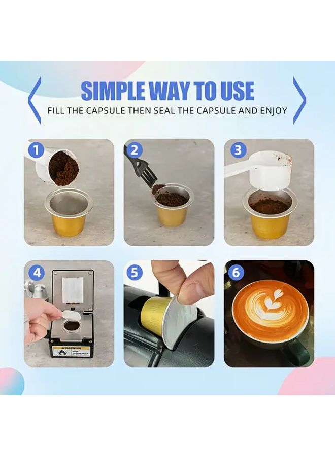 ٥٠ قطعة كبسولات قهوة فضية قابلة لإعادة الاستخدام متوافقة مع آلات نسبرسو الأصلية - Image 5