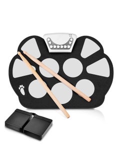 Excefore Portable 9 Pad Electronic Drum Kit with 9 Electronic Pads Foot Pedals Drumsticks Power Supply and Headphone Jack Tabletop Roll Loaded with Drum Electric Kits Songs for Adults Children Beginners  - Image 1