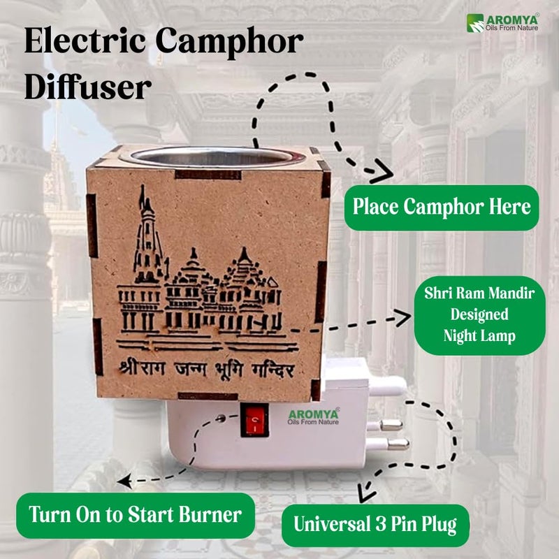 Aromya - oils from nature Aromya oils from nature Aroma Diffuser for Home Fragrance Kapoor Dani Electrical Camphor Diffuser for Home Decor Electric Camphor Burner for Home Fragrance - Image 3