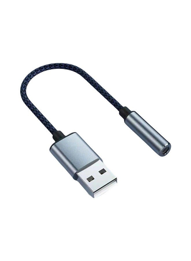 Dac Digital Usb To 3.5 Audio Cable Computer Drive-free Converter Microphone 2-in -1 USB External Sound Card-Colour:Gray [driver-free + Supports Voice/wired Control] - Image 1