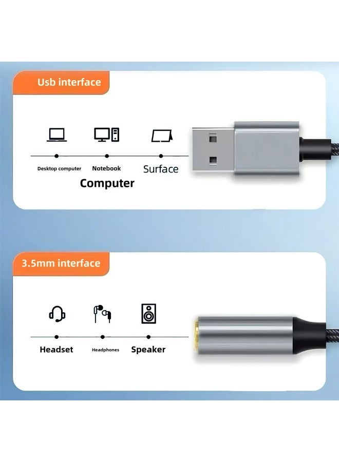 Dac Digital Usb To 3.5 Audio Cable Computer Drive-free Converter Microphone 2-in -1 USB External Sound Card-Colour:Gray [driver-free + Supports Voice/wired Control] - Image 4
