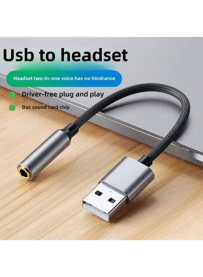 Dac Digital Usb To 3.5 Audio Cable Computer Drive-free Converter Microphone 2-in -1 USB External Sound Card-Colour:Gray [driver-free + Supports Voice/wired Control] - Image 2