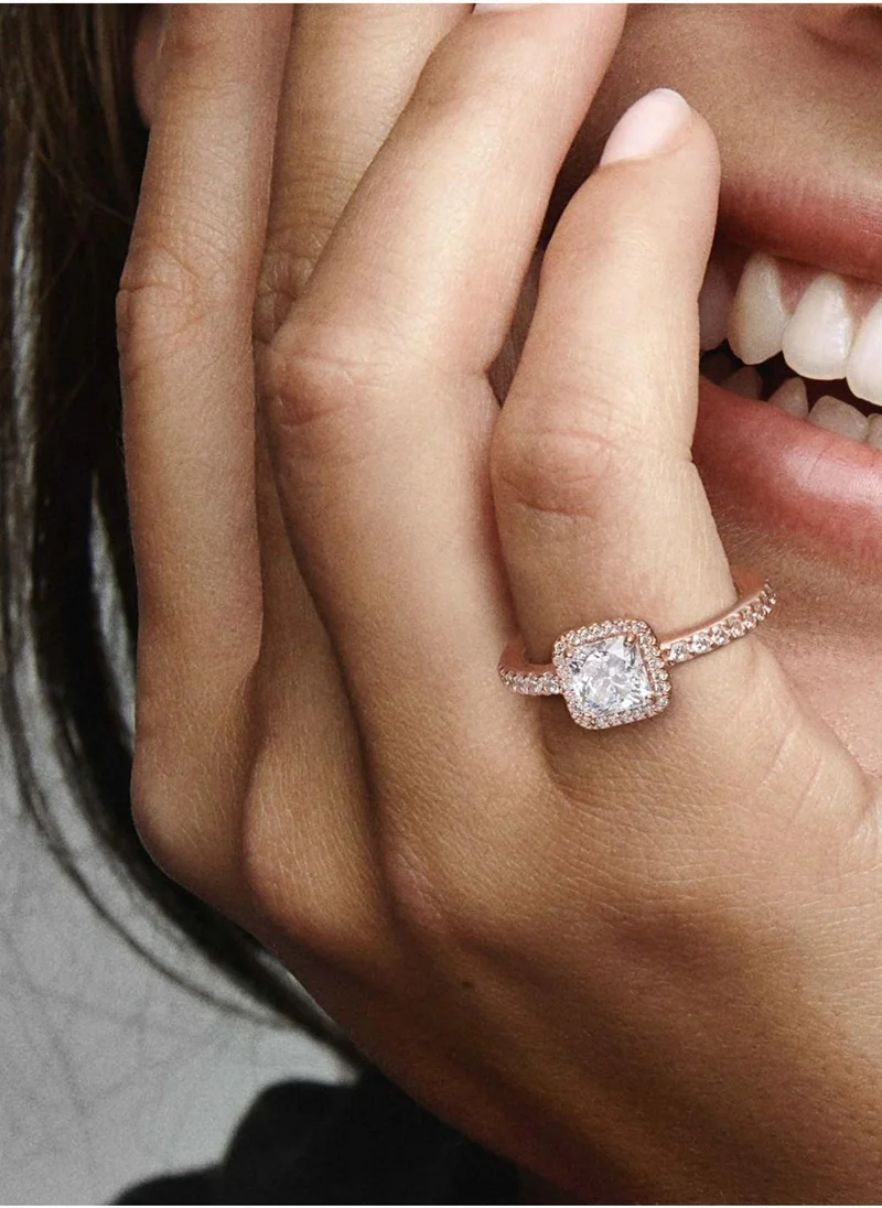 PANDORA Square Sparkle Halo Ring