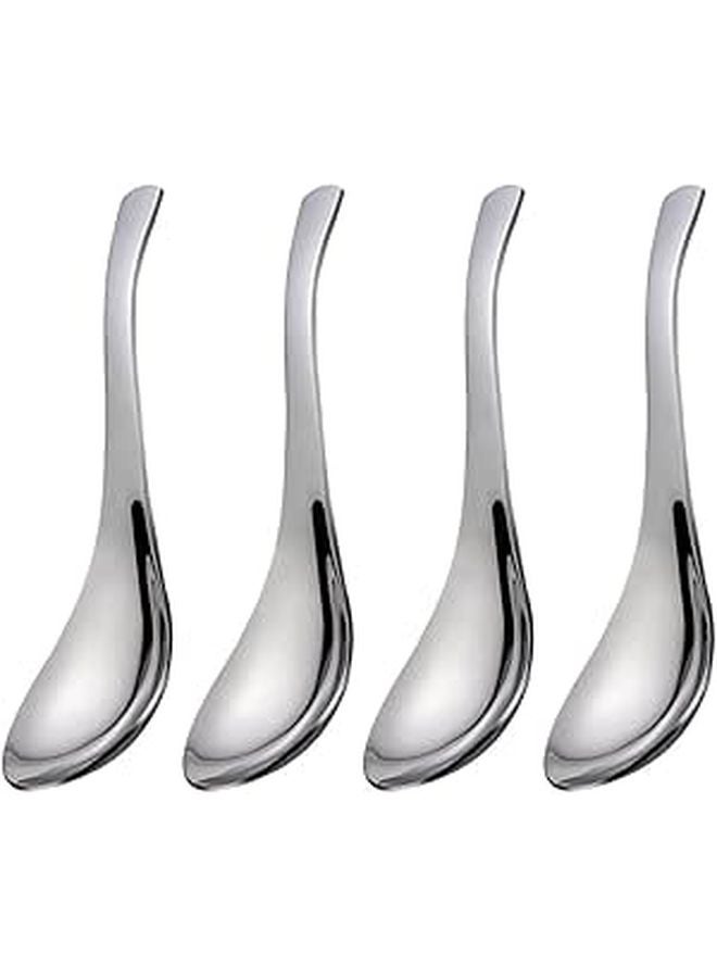 4Pcs Stainless Steel Soup Spoons Small Lightweight Asian Ladle For Ramen Dumplings - Image 1