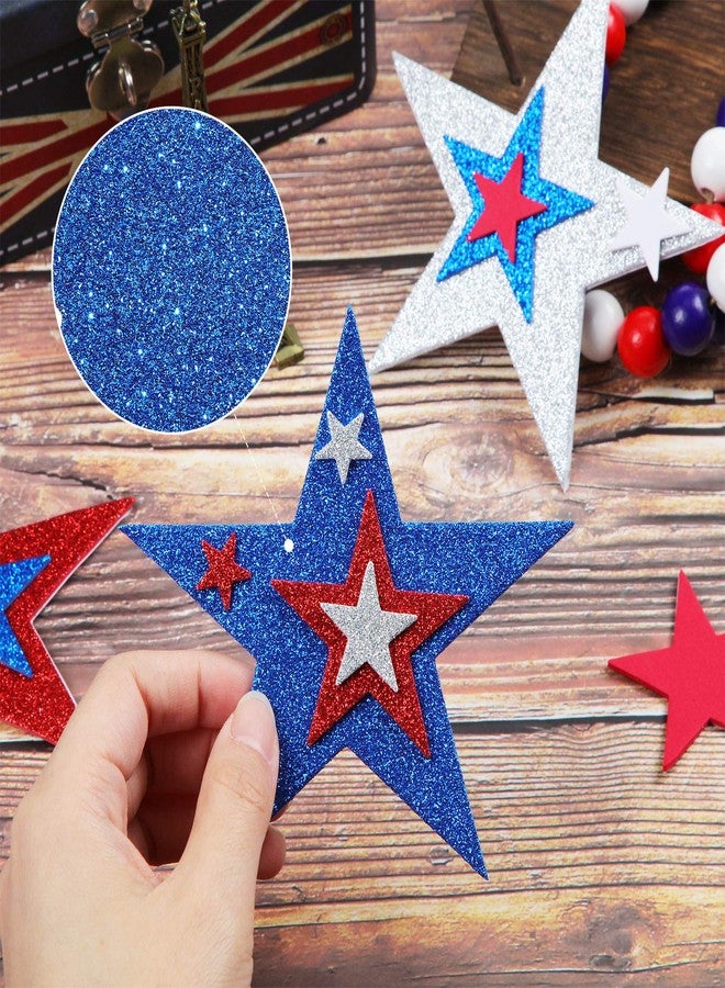 Tenare 224 Pieces Red White Blue Glitter Stars Patriotic Foam Stickers for Independence Day 4th of July Decorations Christmas Kid's Arts Craft - Image 5