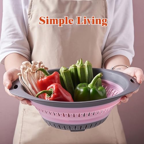 LogFaadCoi Collapsible Colander and Strainer,Silicone Strainer Colanders & Food Strainers,for Vegetable and Fruit, Kitchen Essentials (2, Pink, 1.3L+2.5L) - Image 2