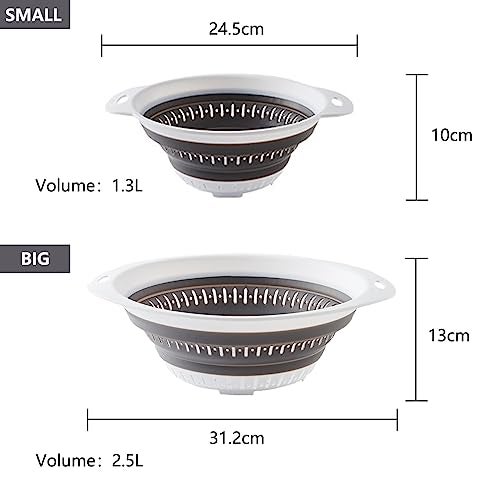 LogFaadCoi Collapsible Colander and Strainer,Silicone Strainer Colanders & Food Strainers,for Vegetable and Fruit, Kitchen Essentials (2, Pink, 1.3L+2.5L) - Image 5