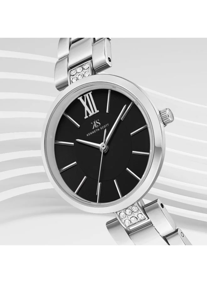 KENNETH SCOTT Women's Stainless Steel Analog Watch K23533-SBSB - 30 mm