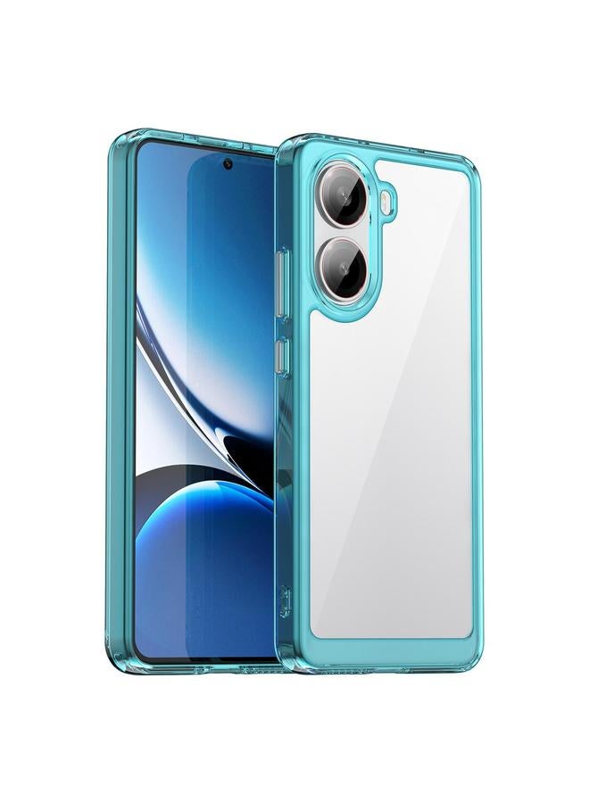 جراب هاتف Redmi Turbo 4 من سلسلة الأكريليك الهجينة الملونة من مادة TPU (أزرق شفاف)