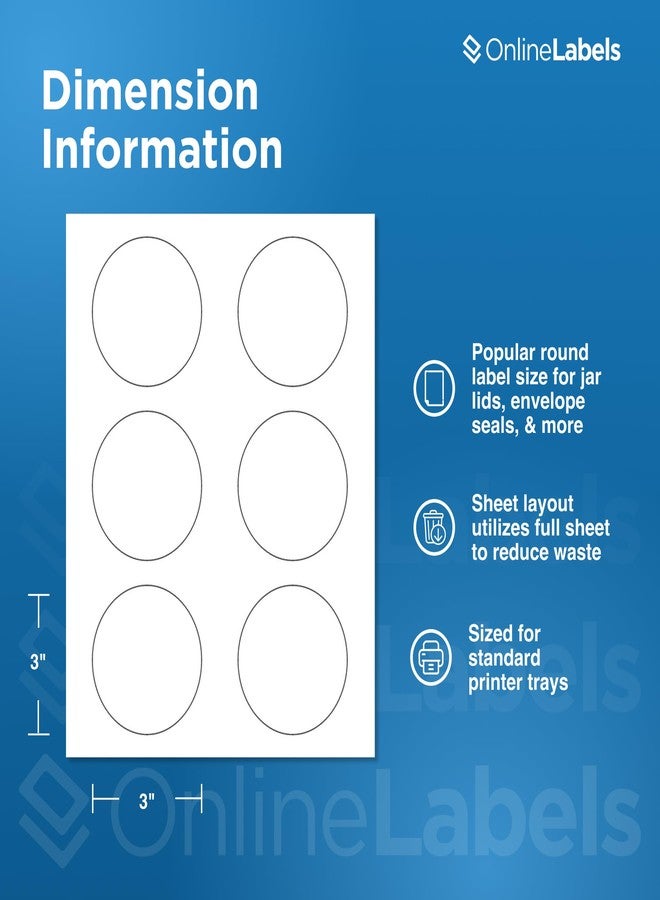 Online Labels ملصقات دائرية 3 بوصة - عبوة من 60 ملصقًا دائريًا، 10 أوراق - طابعة نافثة للحبر أو ليزر - ملصقات عبر الإنترنت - Image 2