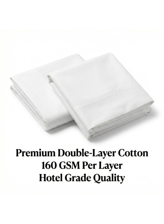 أرلو عدد2 كيس وسادة قطني 100% مزدوج الطبقة 160 GSM لكل طبقة – جودة فندقية TC400 – سحاب جانبي مخفي – 50×75 سم - Image 2
