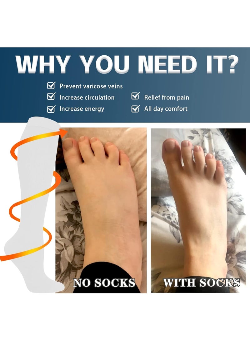 Cuken 4 Pairs Compression Socks, 20-30 mmHg Calf Support for Running, Sports, Gym, Travel and Recovery, Daily Wear Circulation Support Socks for Men and Women, Black - Image 3