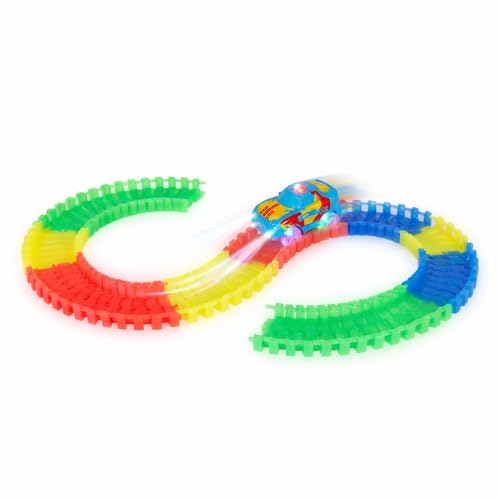 Hamleys Amazing Tracks Set – 132 Pieces Multicolor Trackset for Kids Ages 3Y+ – Flexible & Glow-in-The-Dark Track Toy with Car – Creative STEM Racing Set for Toddlers – Easy to Build & Play - Image 1