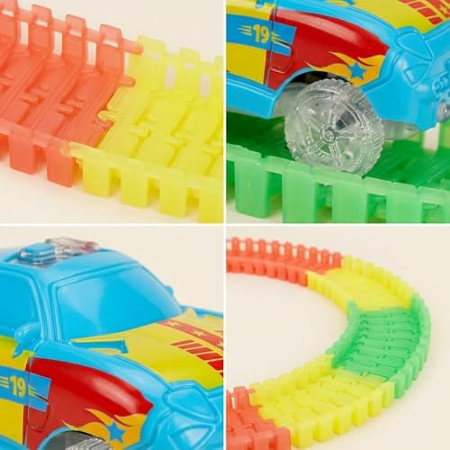 Hamleys Amazing Tracks Set – 132 Pieces Multicolor Trackset for Kids Ages 3Y+ – Flexible & Glow-in-The-Dark Track Toy with Car – Creative STEM Racing Set for Toddlers – Easy to Build & Play - Image 4