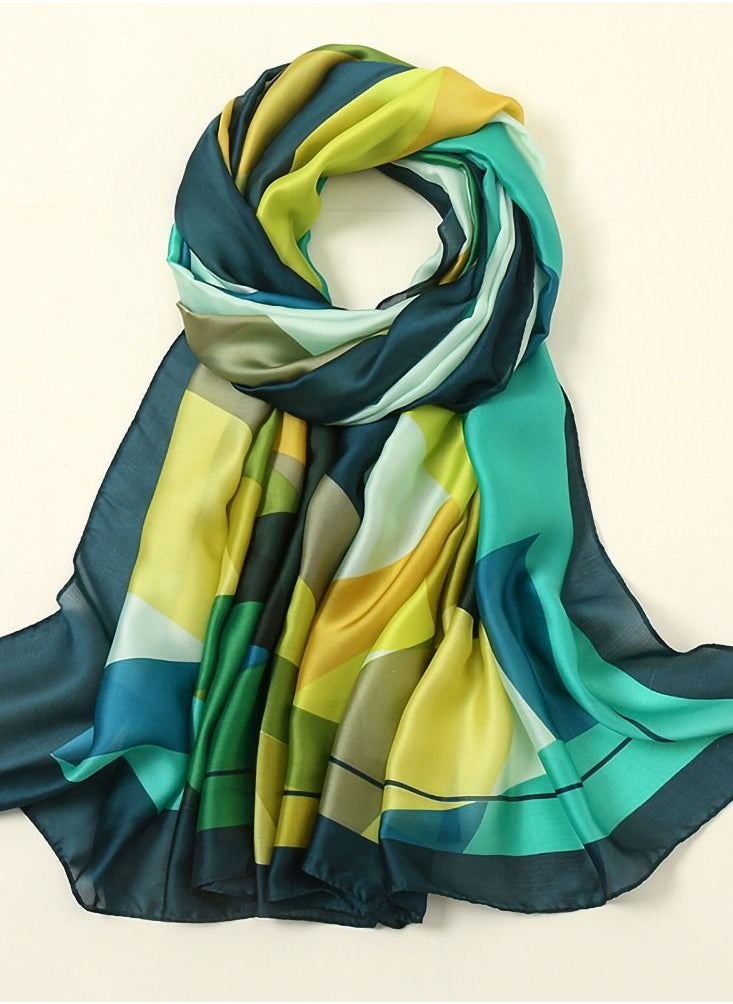 SYOSI - Scarves, Women's Silk Scarves Long Silk Scarves Geometric Patterns Sun Protection Shawls, Wraps Lightweight Scarves Fashion Scarves for All Seasons - Image 1