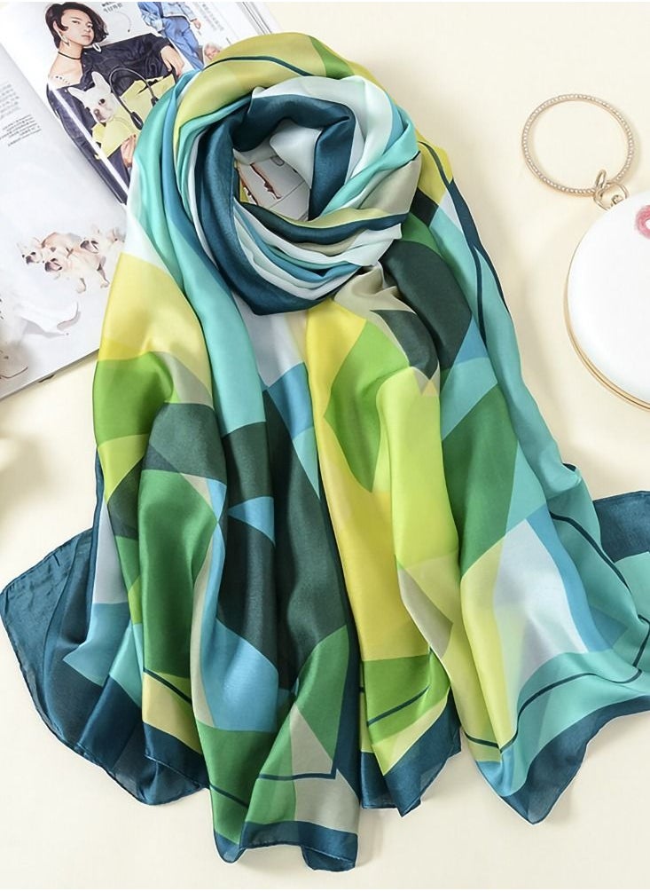 SYOSI - Scarves, Women's Silk Scarves Long Silk Scarves Geometric Patterns Sun Protection Shawls, Wraps Lightweight Scarves Fashion Scarves for All Seasons - Image 1