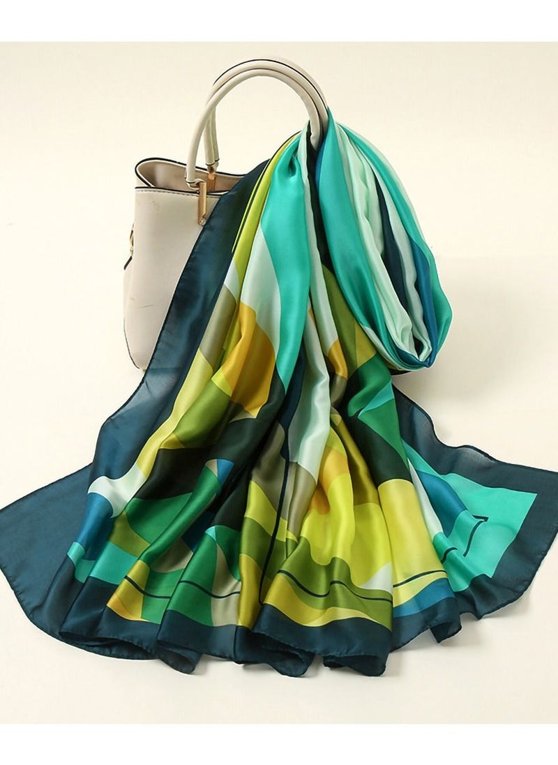 SYOSI - Scarves, Women's Silk Scarves Long Silk Scarves Geometric Patterns Sun Protection Shawls, Wraps Lightweight Scarves Fashion Scarves for All Seasons - Image 1