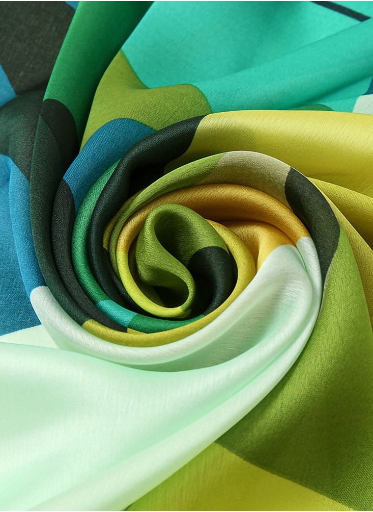 SYOSI - Scarves, Women's Silk Scarves Long Silk Scarves Geometric Patterns Sun Protection Shawls, Wraps Lightweight Scarves Fashion Scarves for All Seasons - Image 1