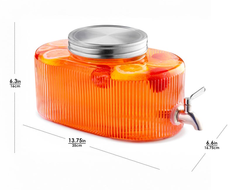 Le'raze Glass Drink Dispenser for Fridge - 100% Leakproof Stainless Steel Spigot - Liquid Laundry Detergent Dispenser, Punch Bowl Beverage Dispenser for Parties, Water Dispenser Countertop, 5L Jug 1.32 Gallon - Image 4
