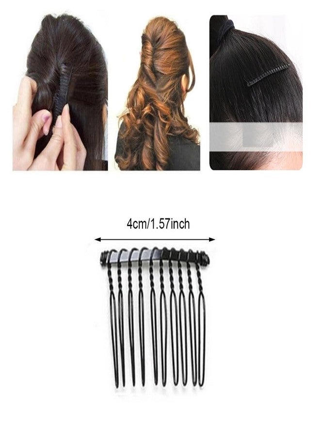 VANTOBEST 10 Pack 10 Teeth Black Metal Side Hair Combs Wire Twist Hair Clips Wedding Bridal Veil Combs Decorative Hair Barrettes Headpiece French Twist Updo Bun Accessories for Women Girls (Black) - Image 2
