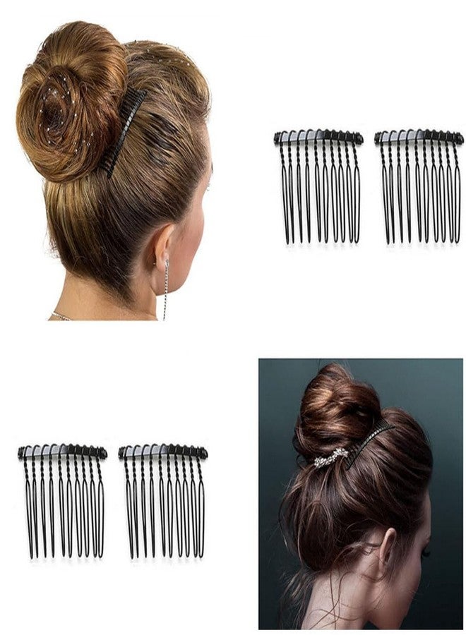 VANTOBEST 10 Pack 10 Teeth Black Metal Side Hair Combs Wire Twist Hair Clips Wedding Bridal Veil Combs Decorative Hair Barrettes Headpiece French Twist Updo Bun Accessories for Women Girls (Black) - Image 4