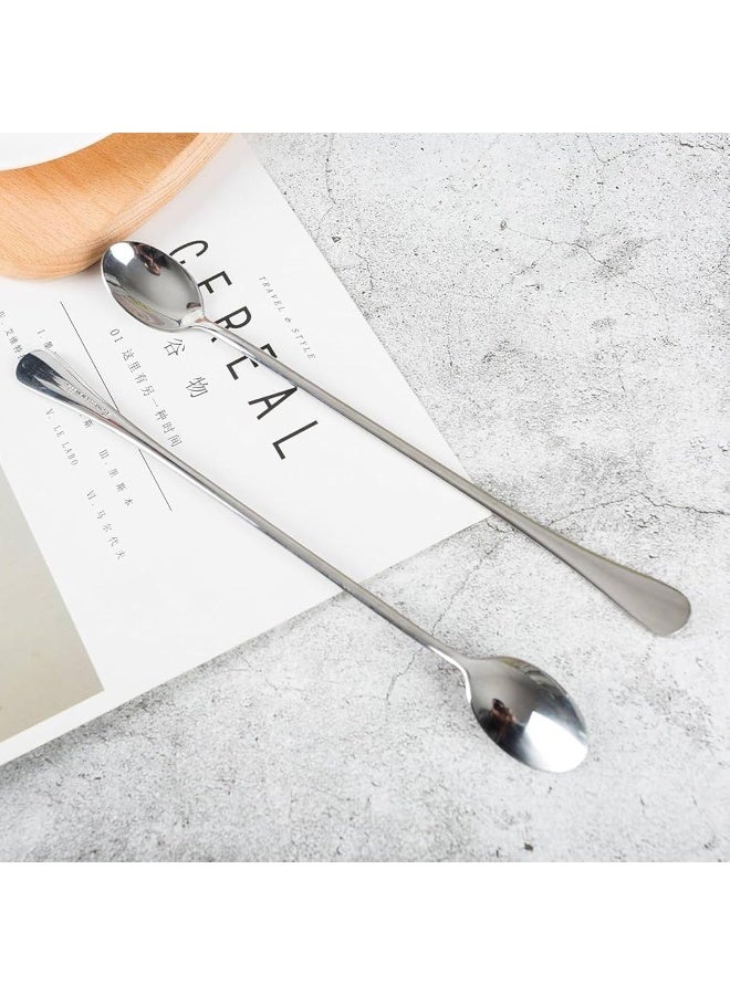 HASANAT ESSENTIALS ملعقة شاي وقهوة وحلويات من الفولاذ المقاوم للصدأ ذات مقبض طويل، للمطبخ والبارات (عبوة قطعة واحدة) - Image 3