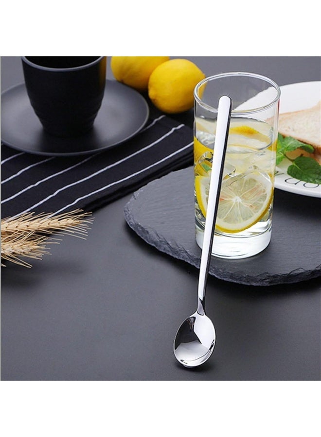 HASANAT ESSENTIALS ملعقة شاي وقهوة وحلويات من الفولاذ المقاوم للصدأ ذات مقبض طويل، للمطبخ والبارات (عبوة قطعة واحدة) - Image 2