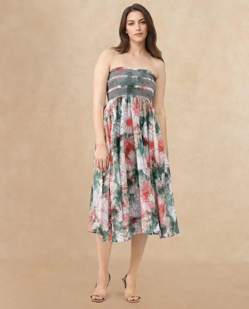 Rareism Rareism Womens Greevs Multi Dress Off Shoulder Print