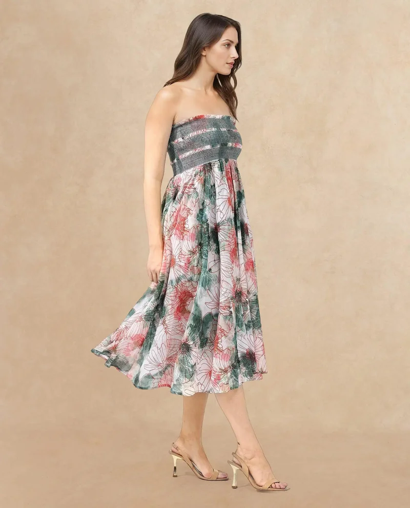 Rareism Women's Fit And Flare Midi Dress