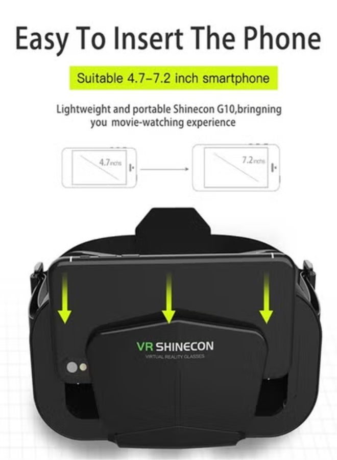VR SHINECON VR Virtual Reality Headset, Mini VR Headset for 3D Movies, Video Games, VR Glasses for Adults and Kids (Black) - Image 4