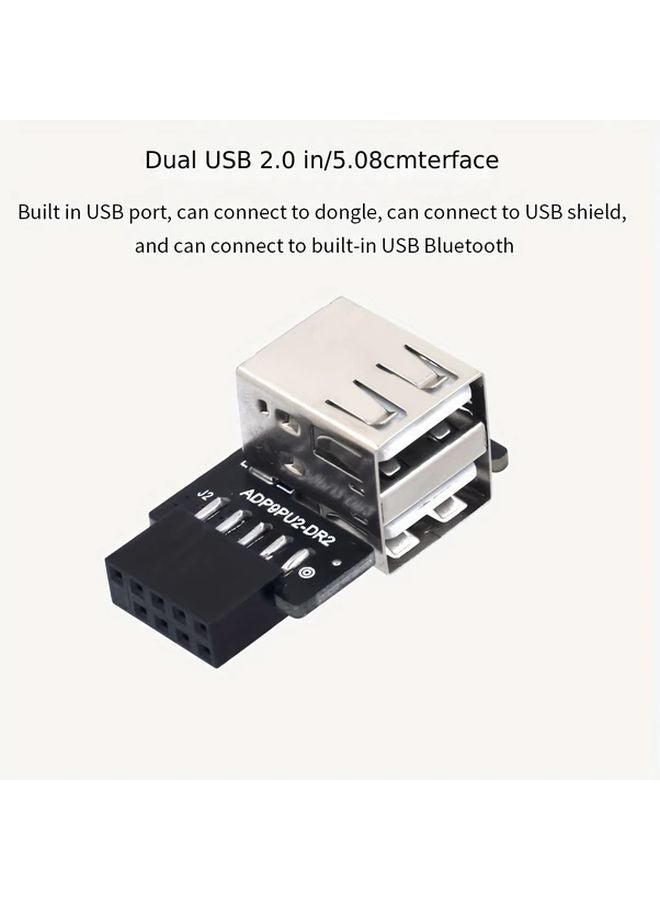 TISHRIC Dual USB 2.0 Front Panel Hub 9 Pin to 2 Port Internal Desktop Accessory Model L - Image 4