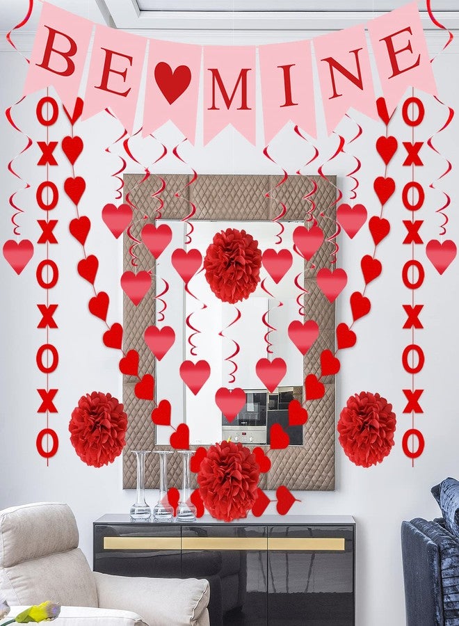 Labrostar 21Pcs Valentines Day Decorations Set Pre-Assembled Hanging Heart Swirls BE Mine Love Heart XO Garlands Banner for Home Classroom Office Wedding Party - Image 4