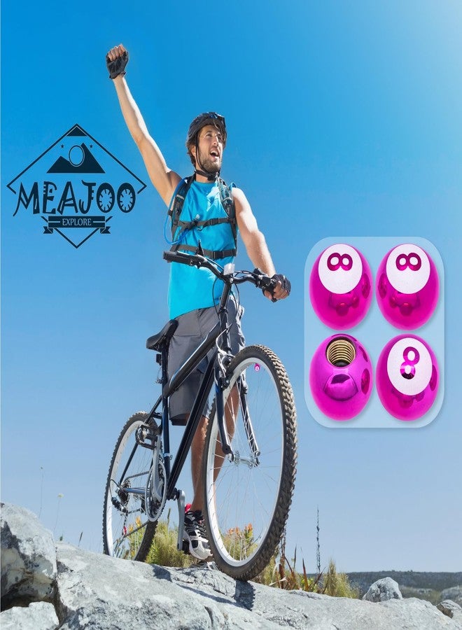 MEAJOO مجموعة أغطية صمامات إطارات من MEAJOO مكونة من 4 قطع بتصميم كرة البلياردو رقم 8، أغطية صمامات إطارات عالمية مقاومة للغبار ذات قلب نحاسي للسيارات وسيارات الدفع الرباعي والشاحنات والدراجات والدراجات النارية والهوائية (لون أحمر وردي) - Image 5