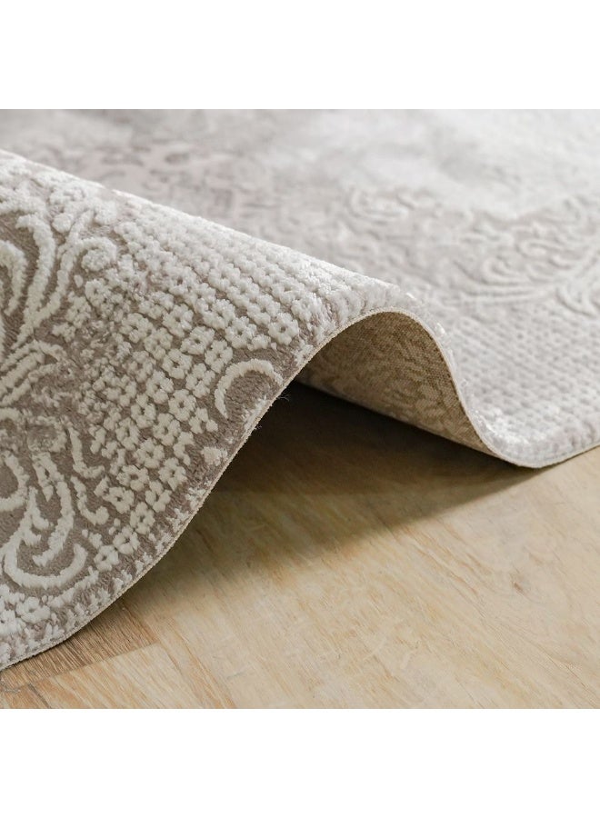 DANUBE HOME Galeria Lux Classic Rug | Washable Modern Classic Style | Polypropylene+Polyester Area Rug Floor Covering | Indoor Carpet For Living Room Dining Bedroom 160x230cm-Beige White-231300472305 - Image 4